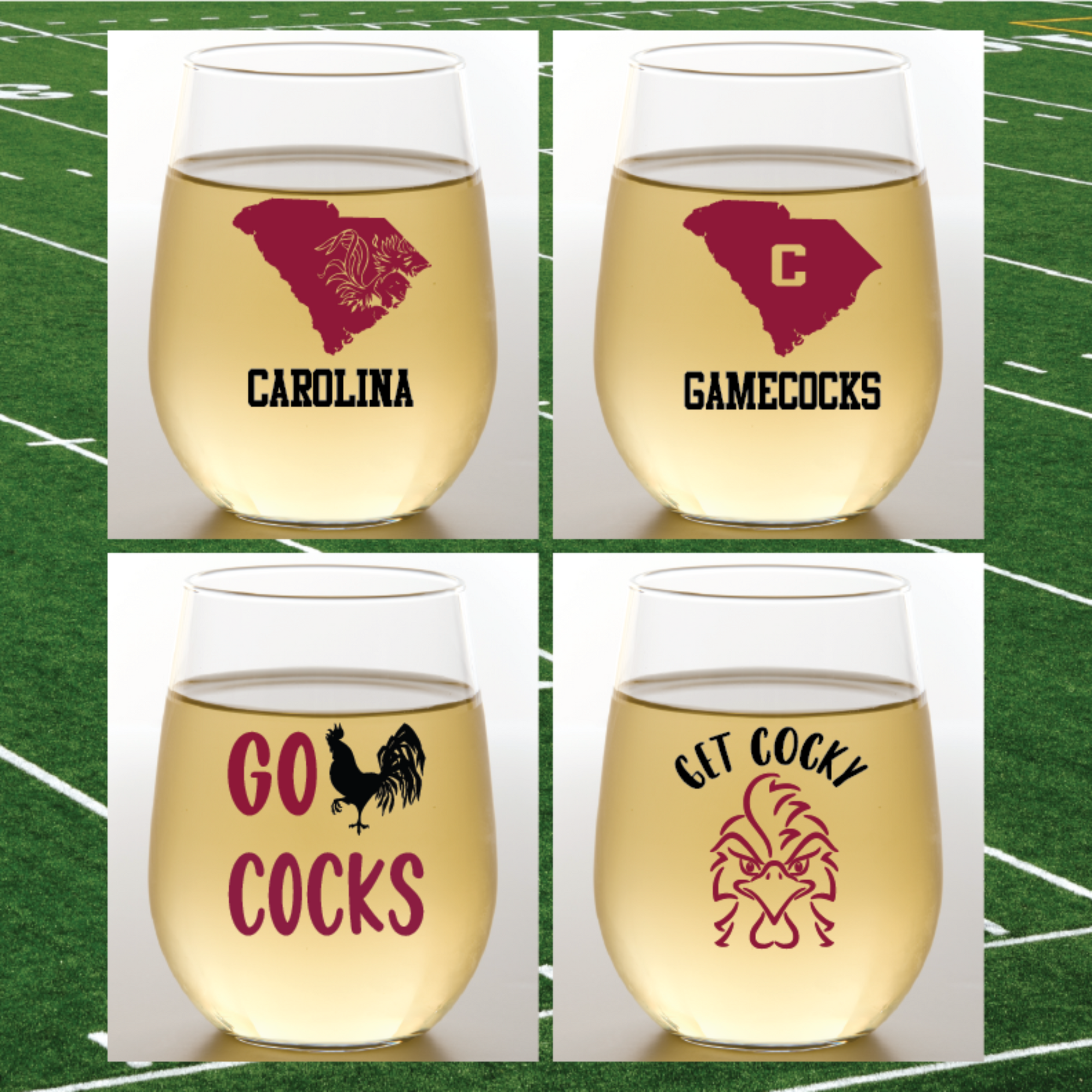 GAMECOCKS Unbreakable Stemless TRITAN Plastic Wine Glass