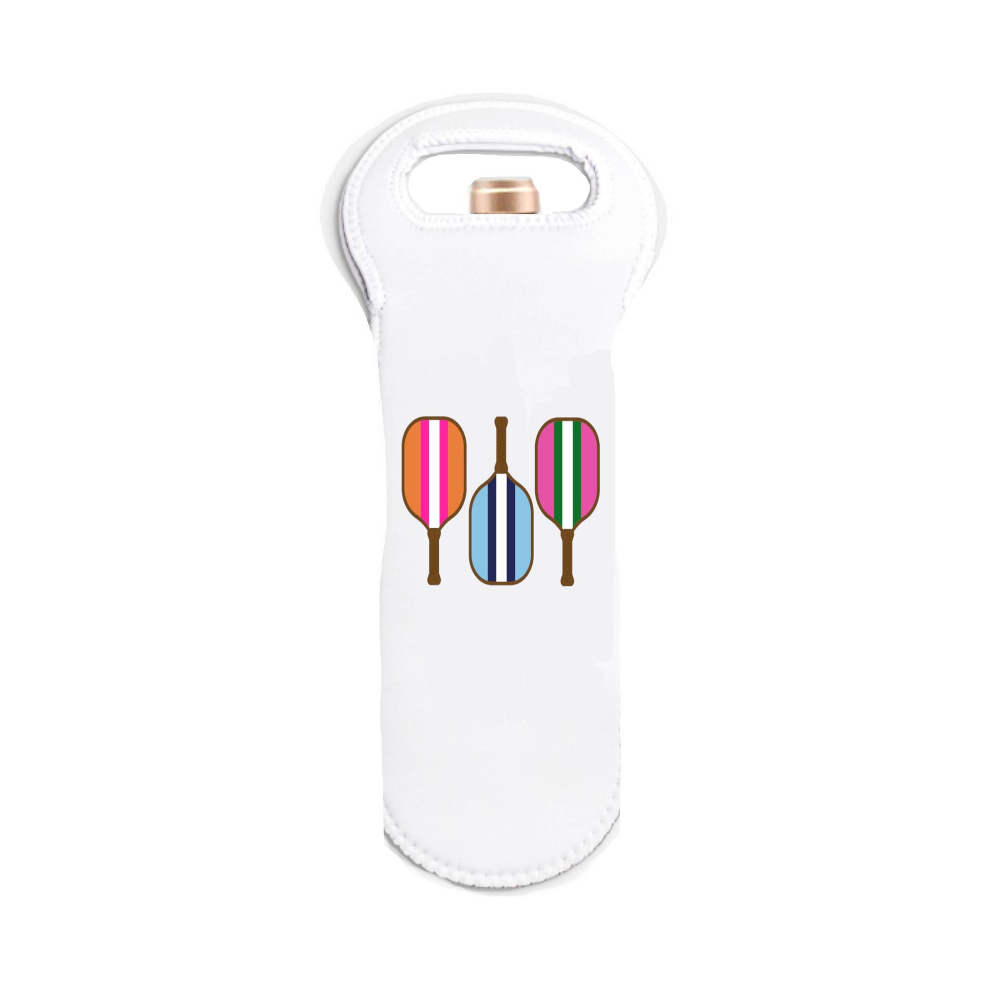 Neoprene Wine Tote - Pickleball Colorful