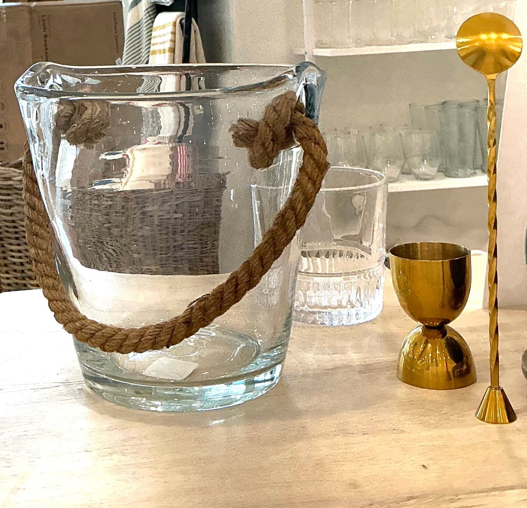 Glass Bucket w/Rope Handle