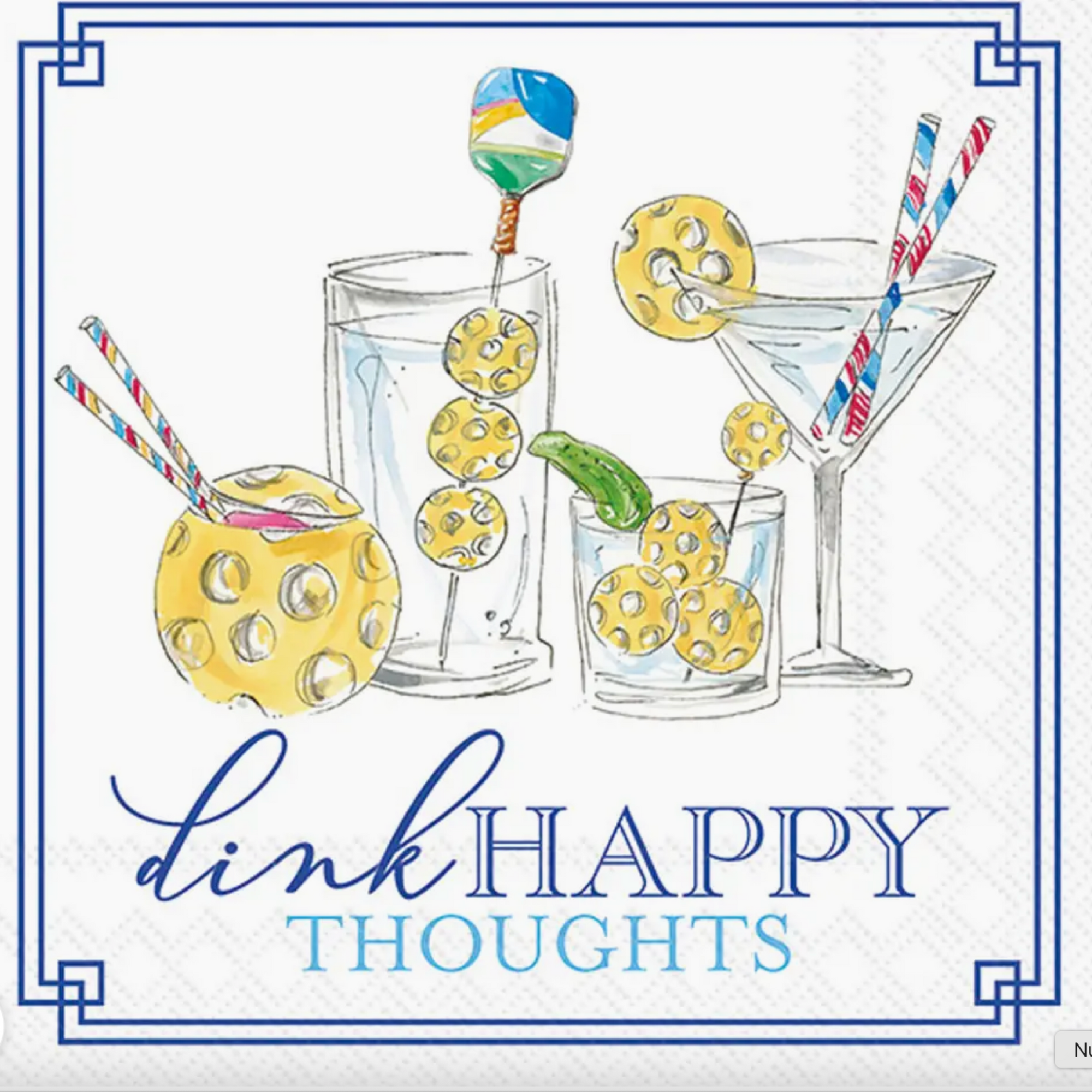 Paper Cocktail Napkins 20 Pack Pickleball Drinks