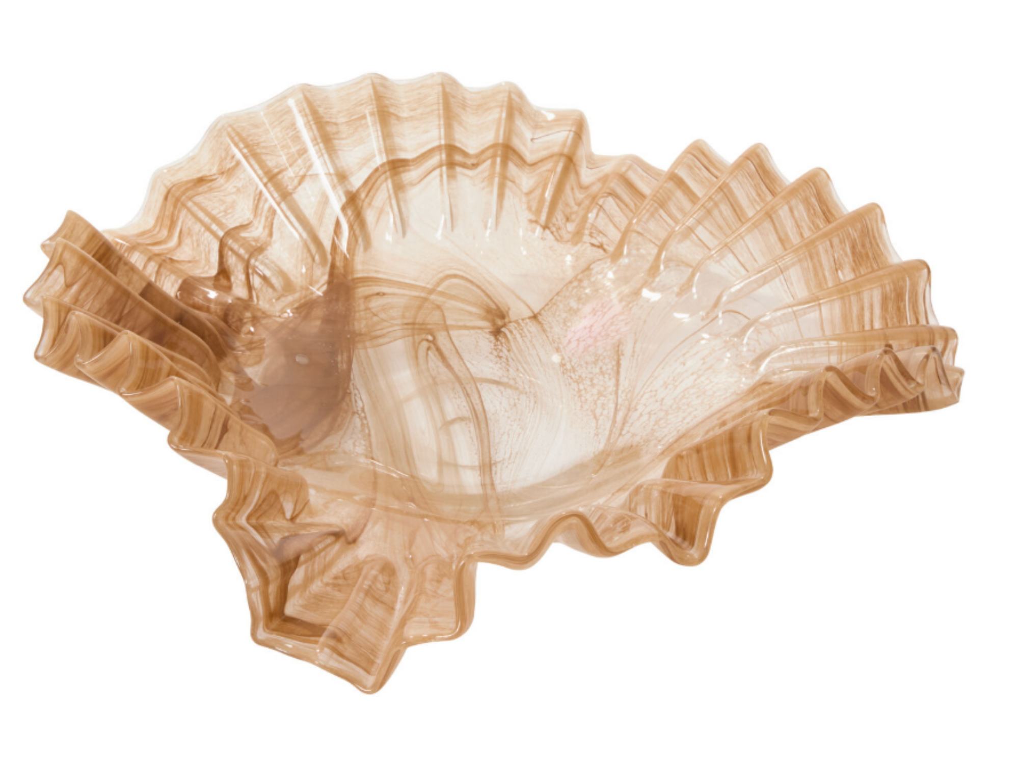 Pleated Glass Bowl 15.5"x 14.5"x 4.5"