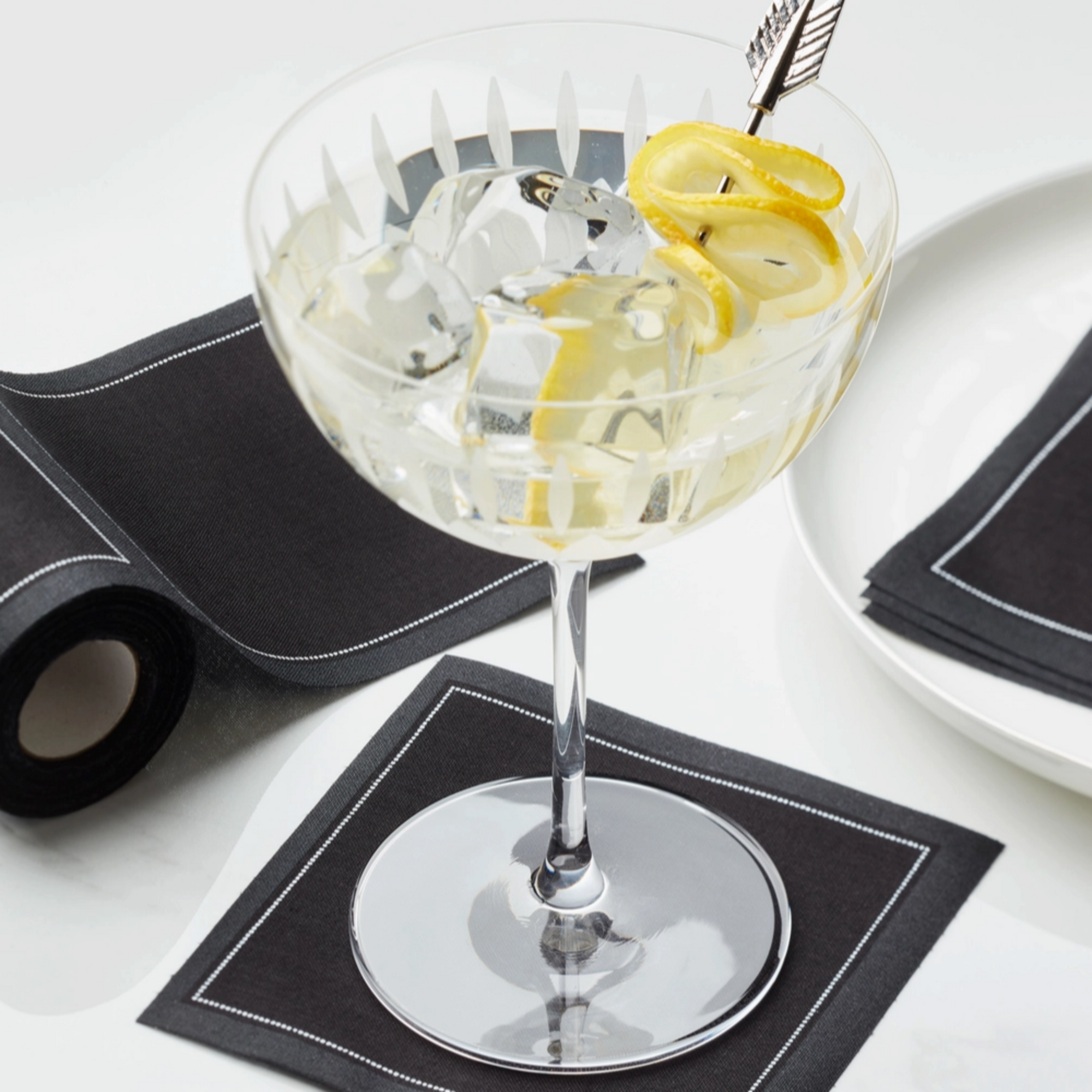 Black Cotton Cocktail Napkins 50 Units
