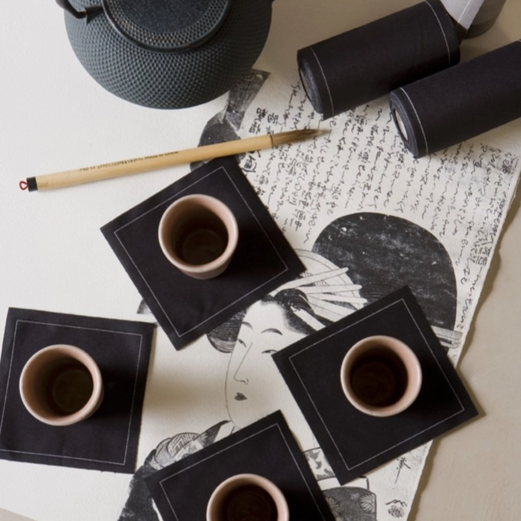 Black Cotton Cocktail Napkins 50 Units