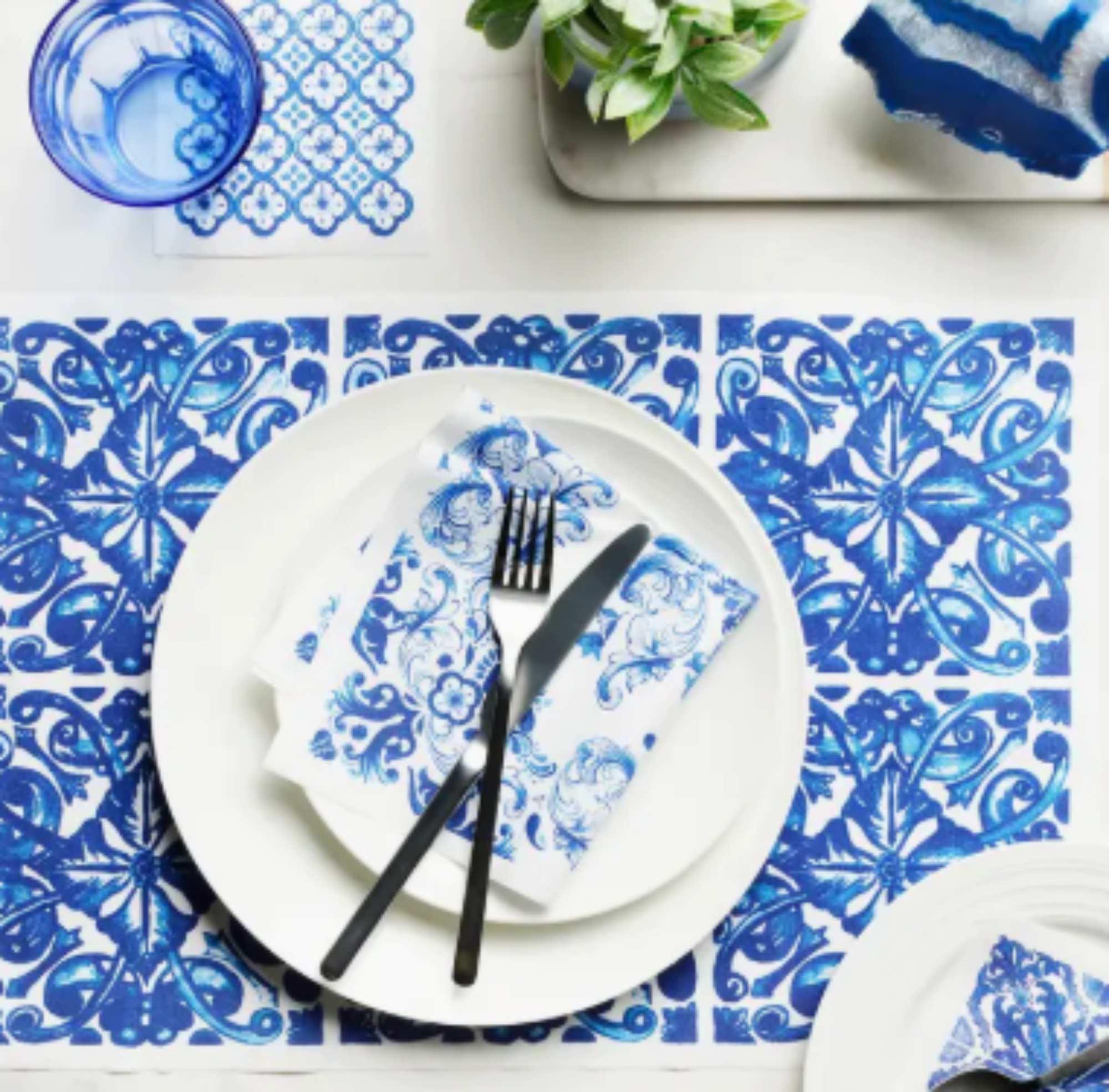 Ceci New York X MY DRAP Mediterranean Tile Cotton Placemats