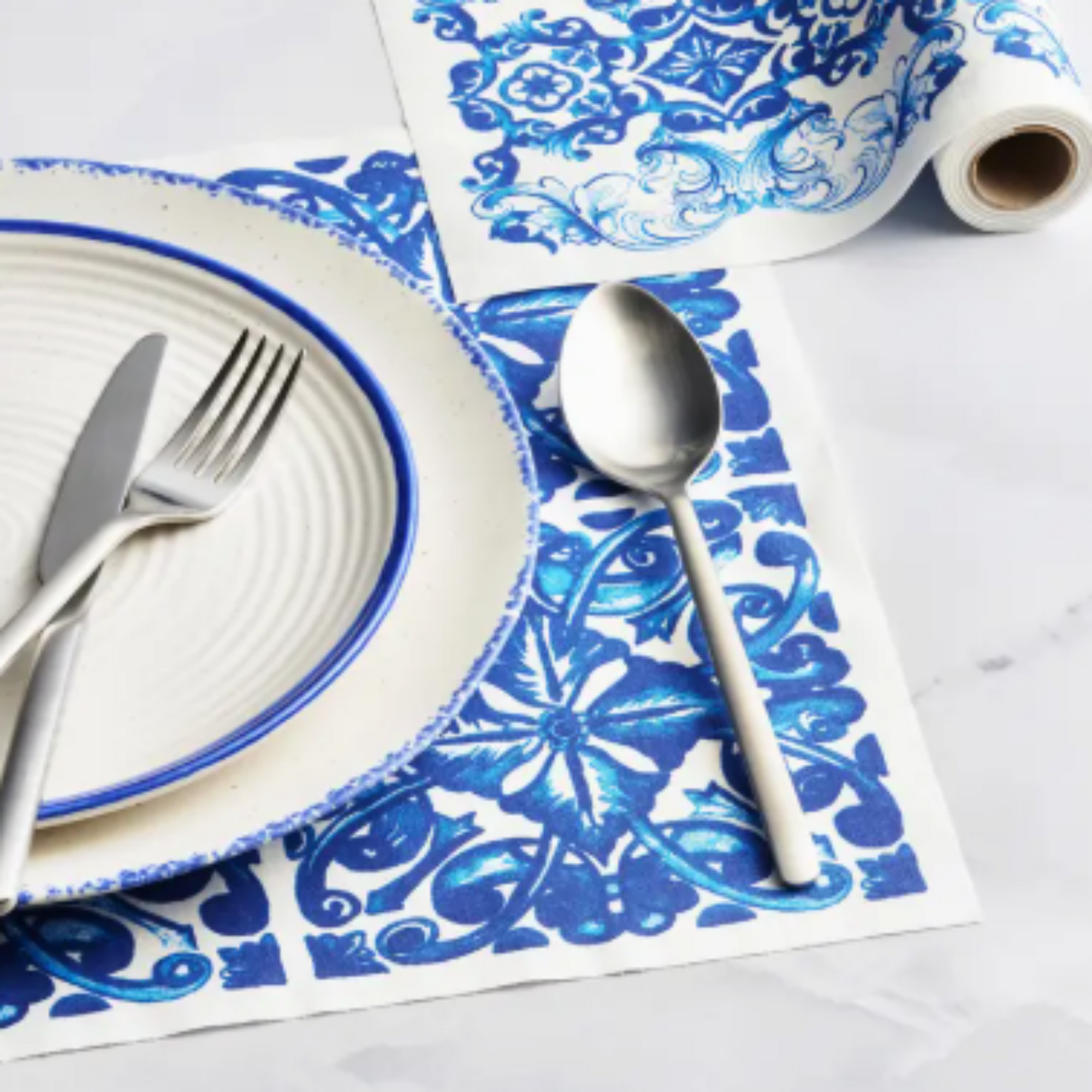 Ceci X MY DRAP Mediterranean Tile Cotton Cocktail Napkins