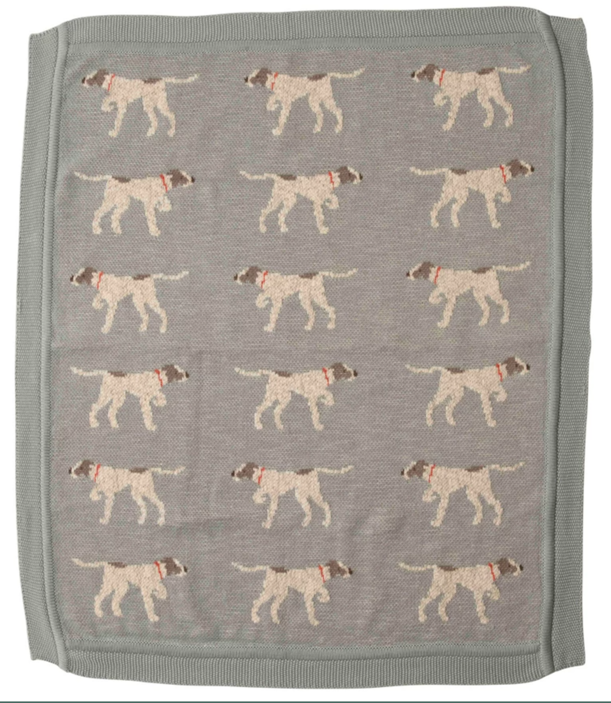 Cotton Knit Baby Blanket with Dog