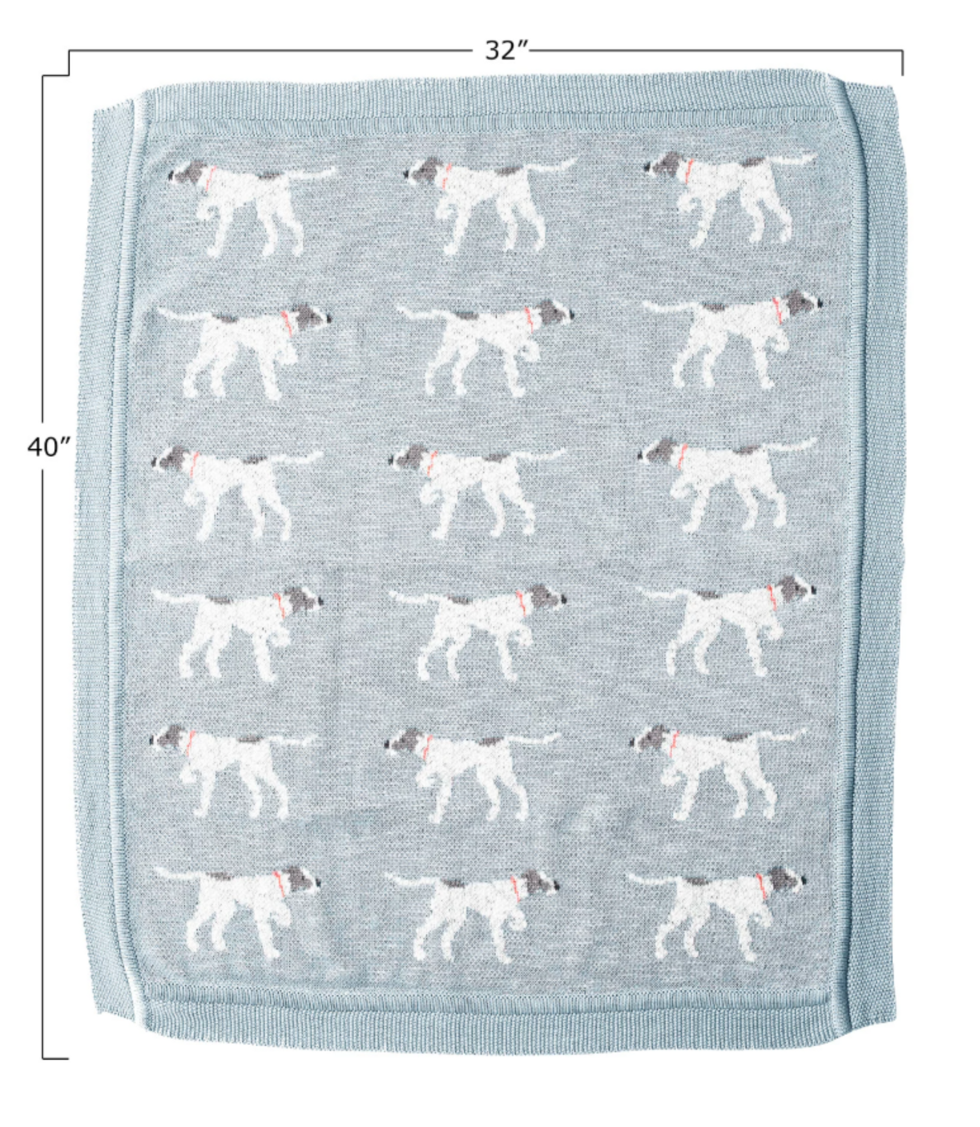 Cotton Knit Baby Blanket with Dog
