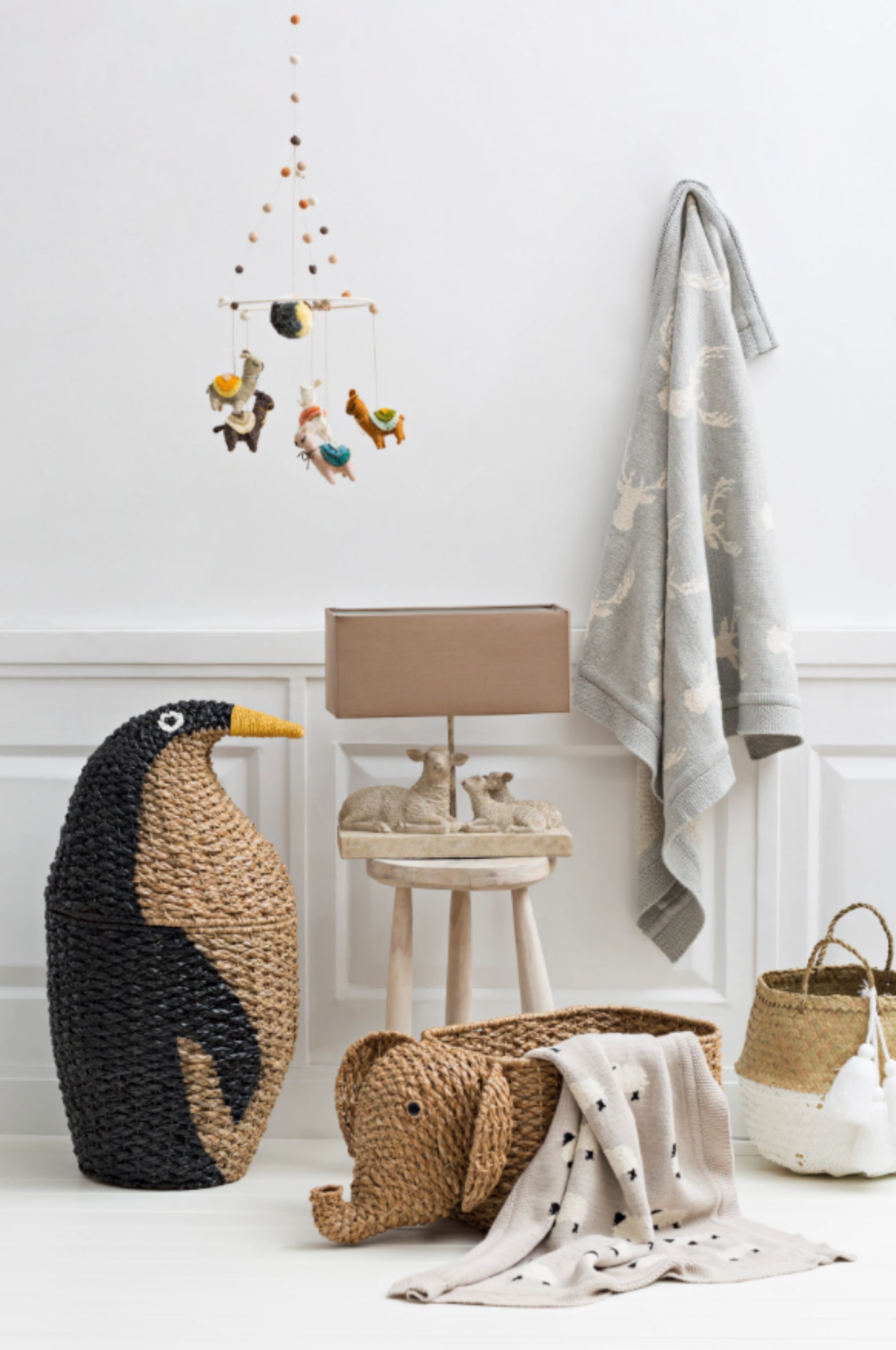 Knit Baby Blanket with Sheep