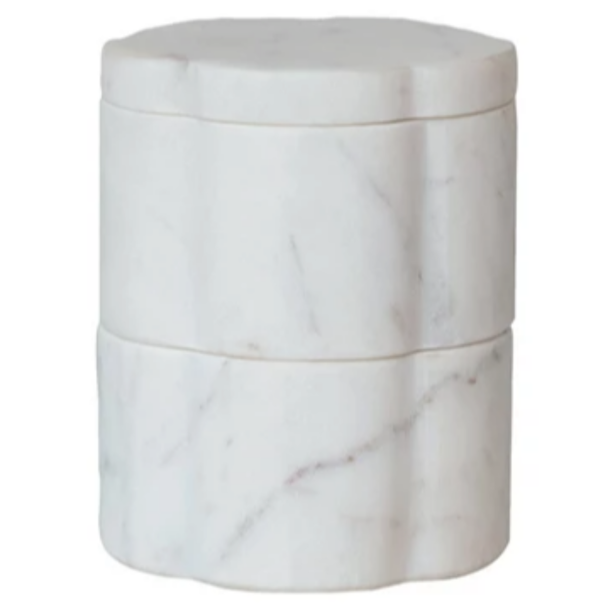 Marble Scalloped Stackable Pinch Pots w/ Lid, Set of 2