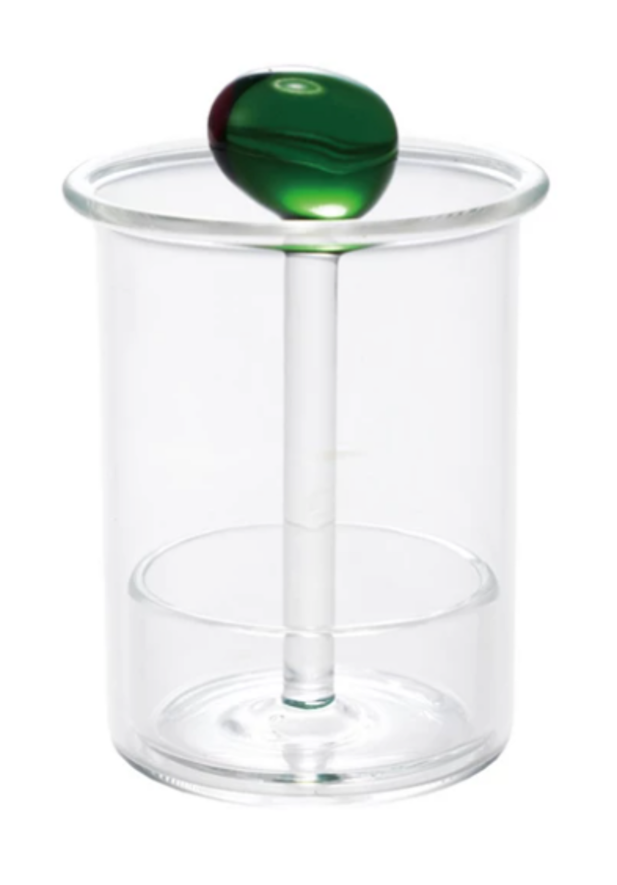 Glass Toothpick Holder with Hand-Blown Olive, Green & Red