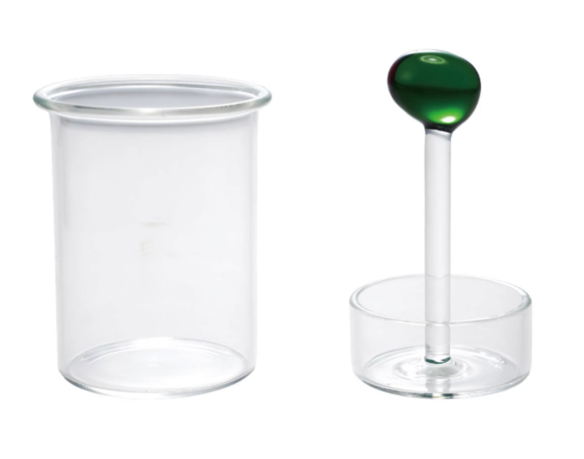 Glass Toothpick Holder with Hand-Blown Olive, Green & Red