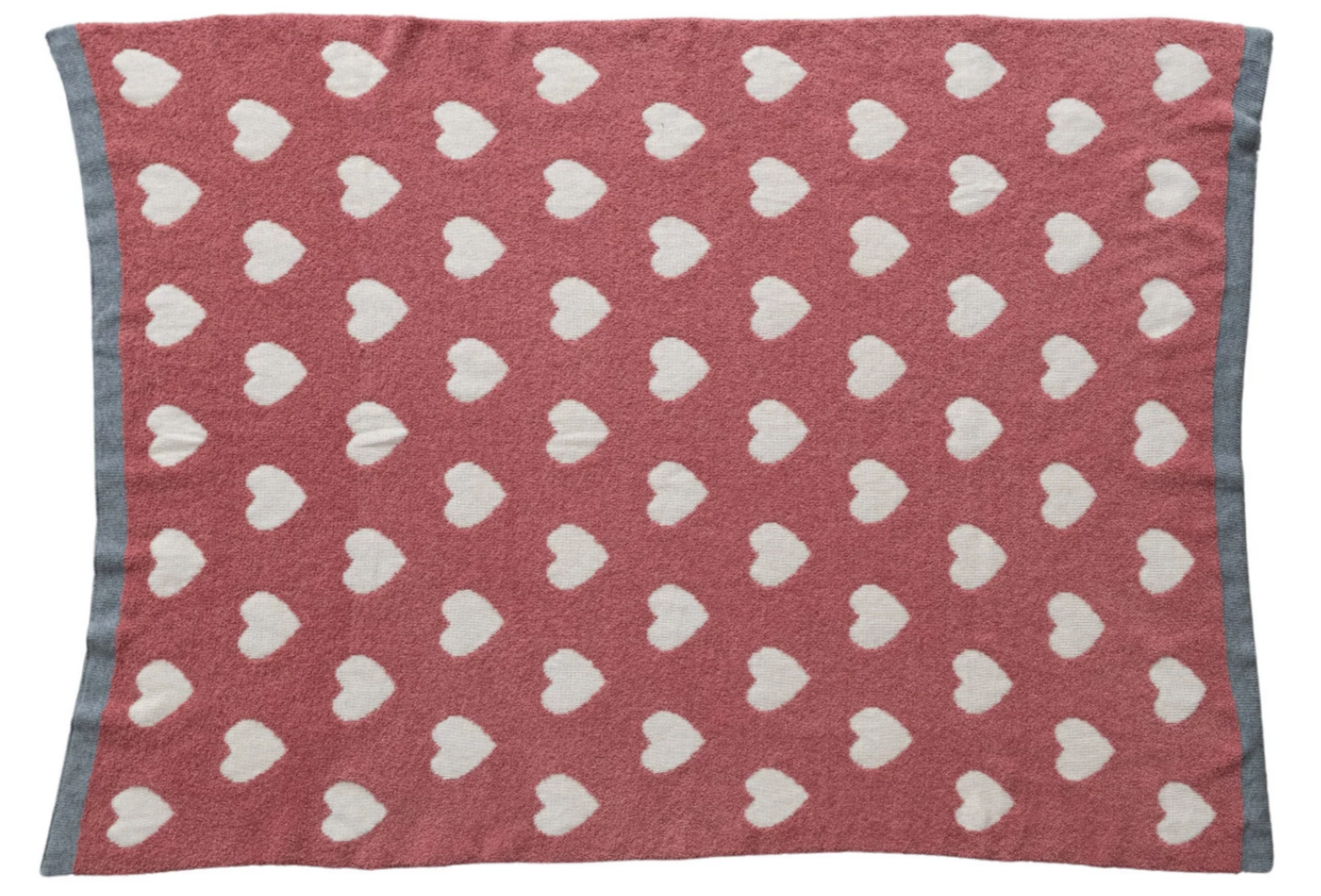 Cotton Knit Chenille Baby Blanket w/Hearts