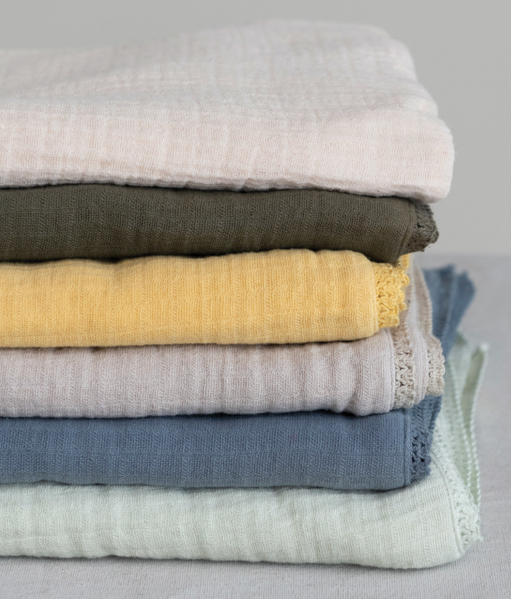 Cotton Double Cloth Baby Blanket w/Trim in Bag