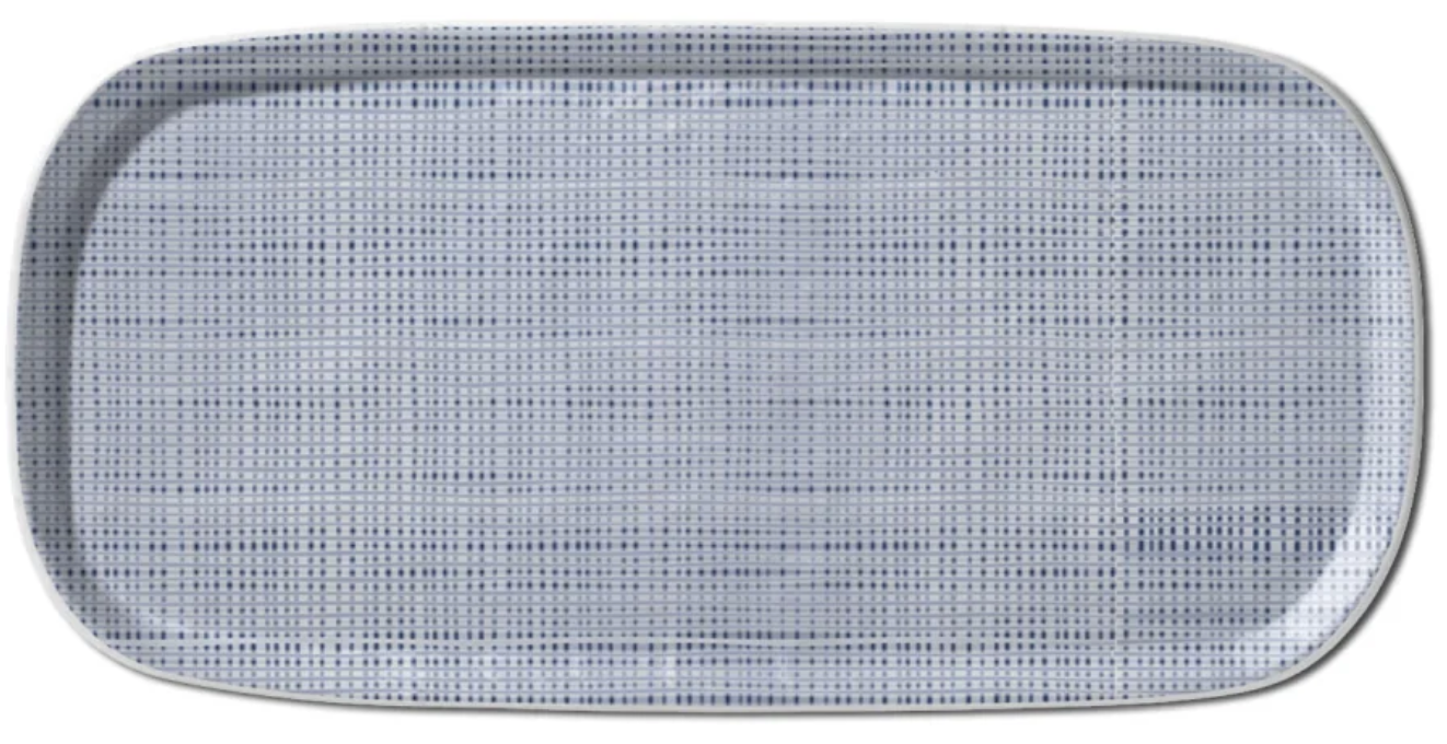 Luxe Linen Indigo 14.5in x 7in Appetizer Tray