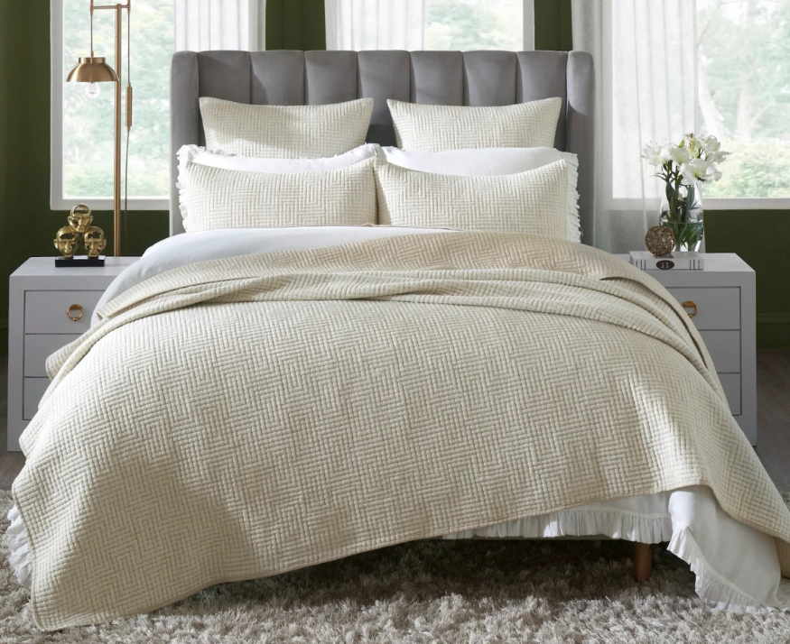 Maze Coverlet Flax