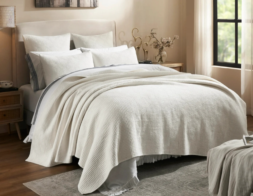 Maze Coverlet Sham White