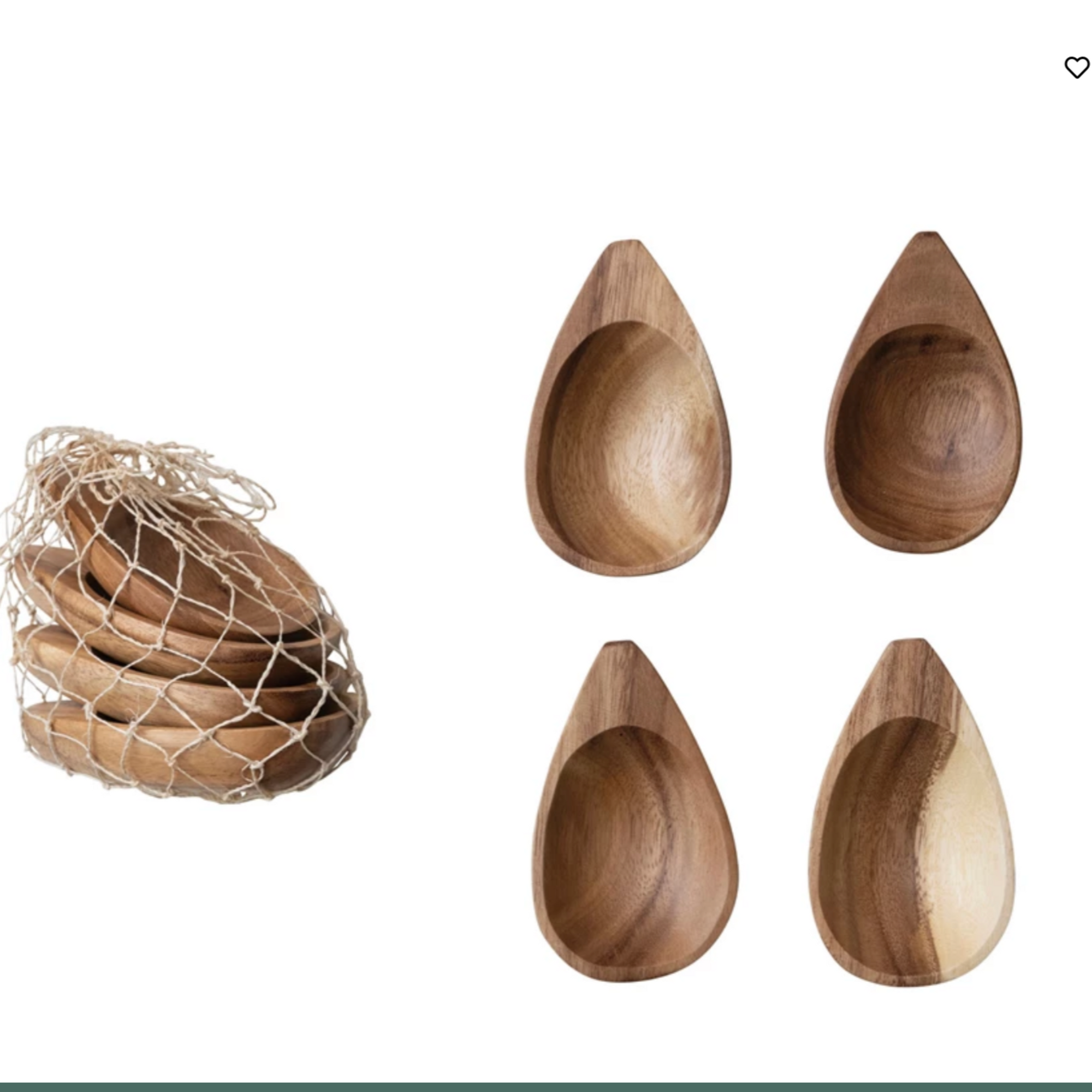 Acacia Wood Bowls in Abaca Net Bag