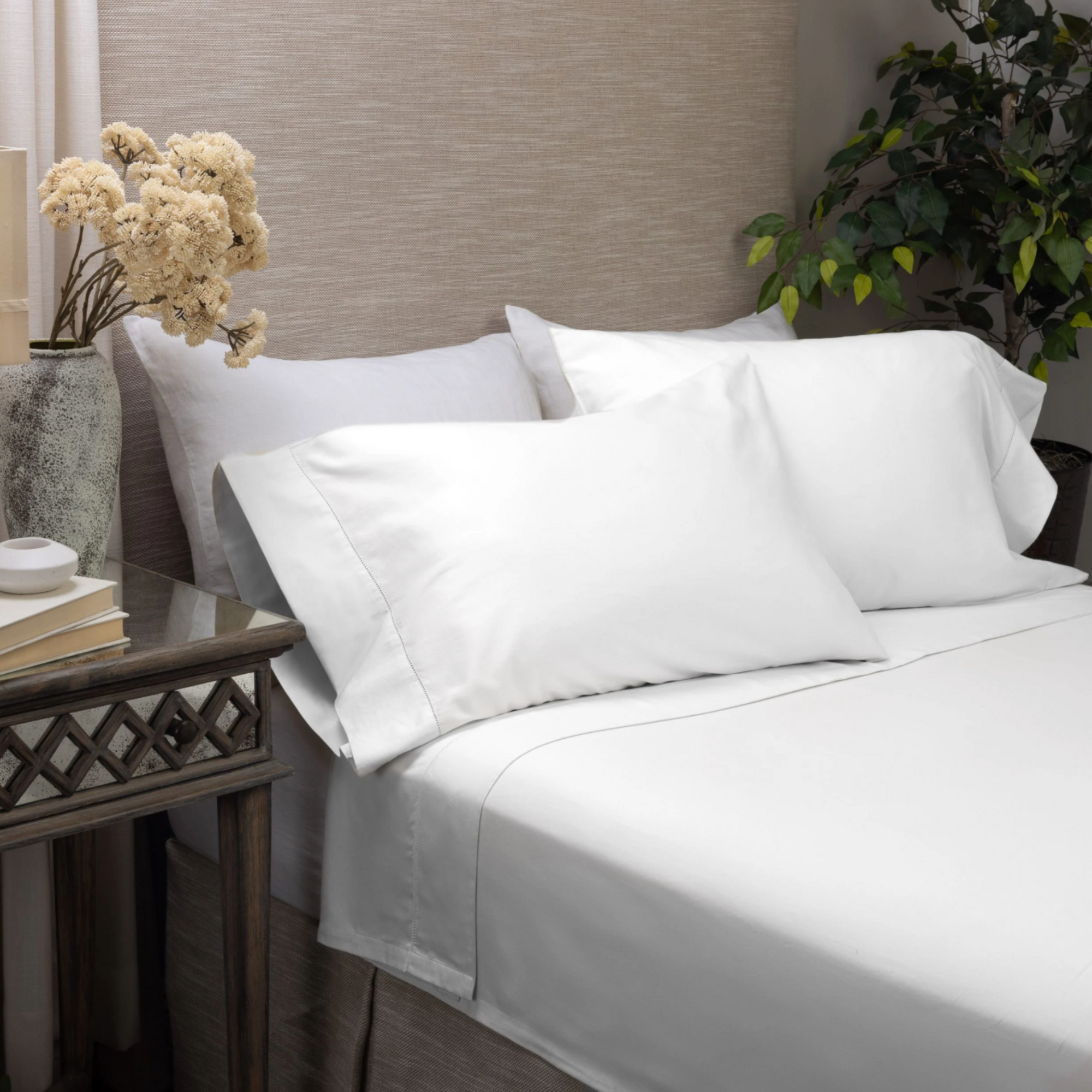 MURANO SHEET SET, HEMSTITCHED WHITE