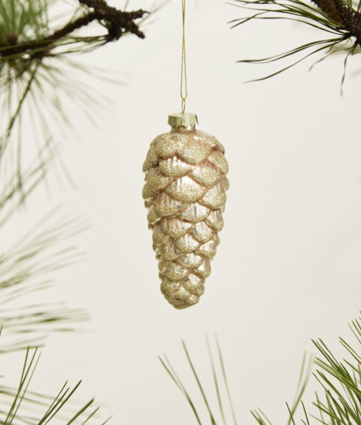 Frosted Gold Pinecone Ornament