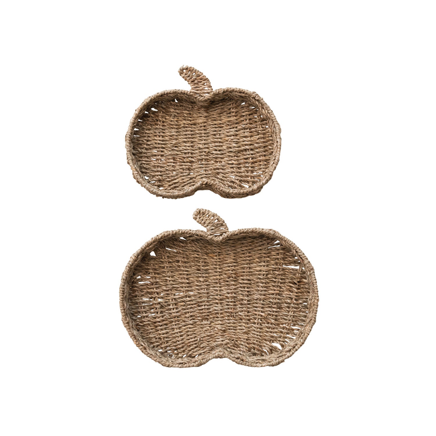 Decorative Hand-Woven Seagrass Pumpkin Shaped Containers, Set of 2