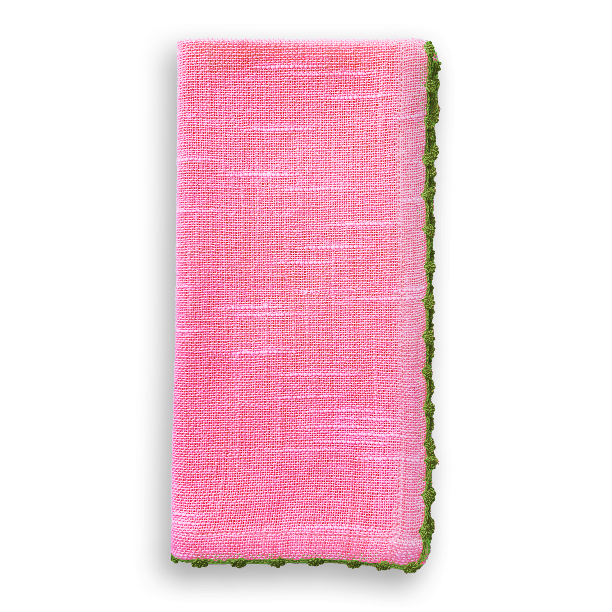 Knotted Edge Berry Cotton Napkin Olive Trim (set of 4)