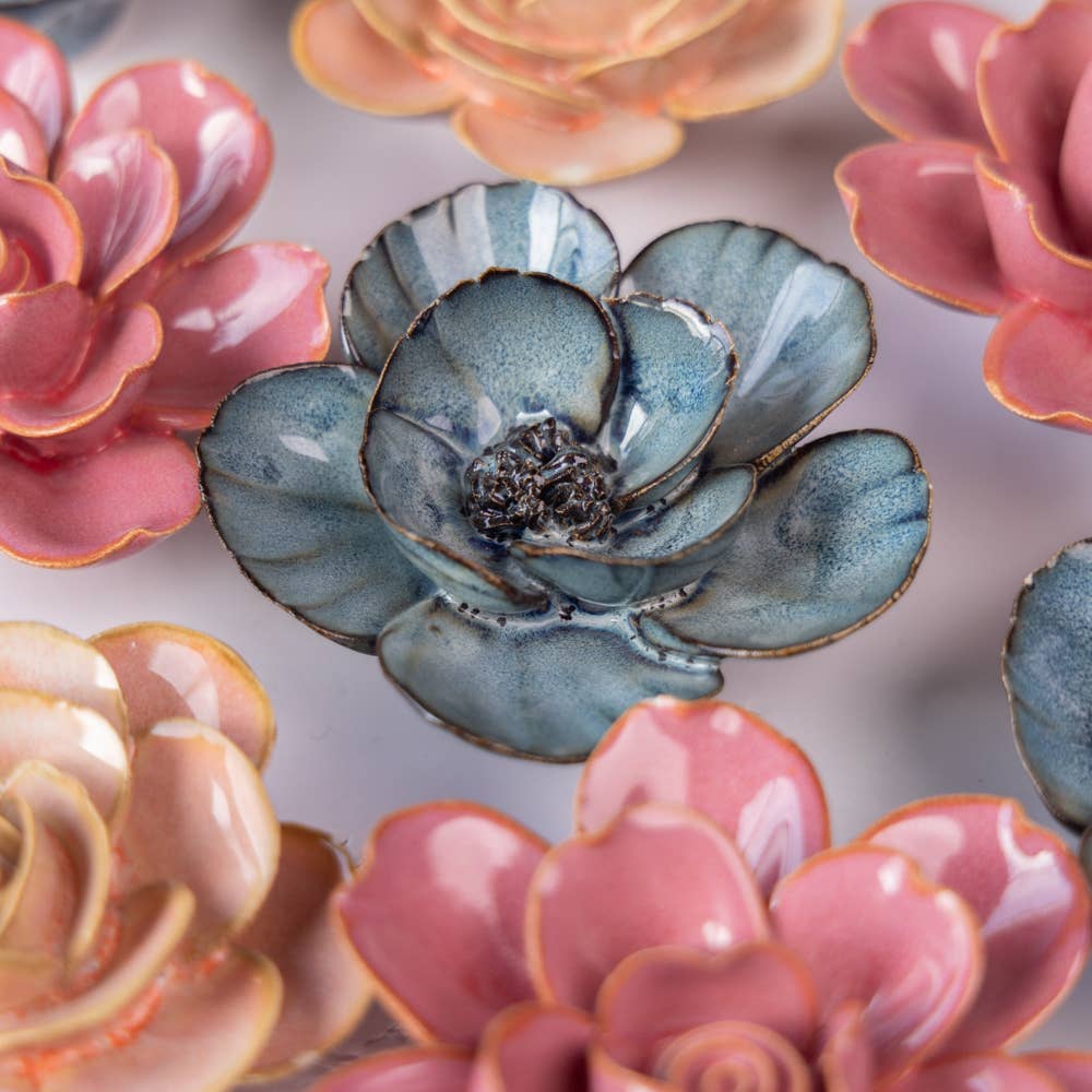 Pollinator-Friendly - Ceramic Poppy Tabletop Garden Art