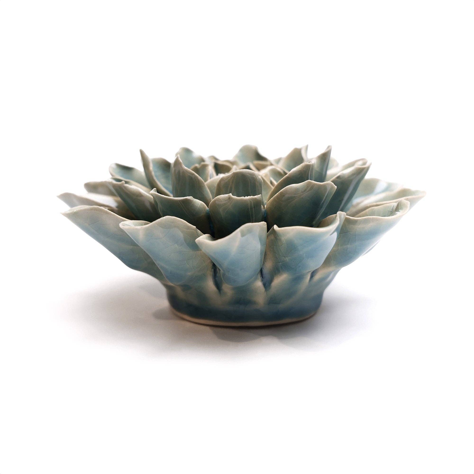 Powder Blue Aphrodite Dahlia Pottery Handmade Boxed Gift