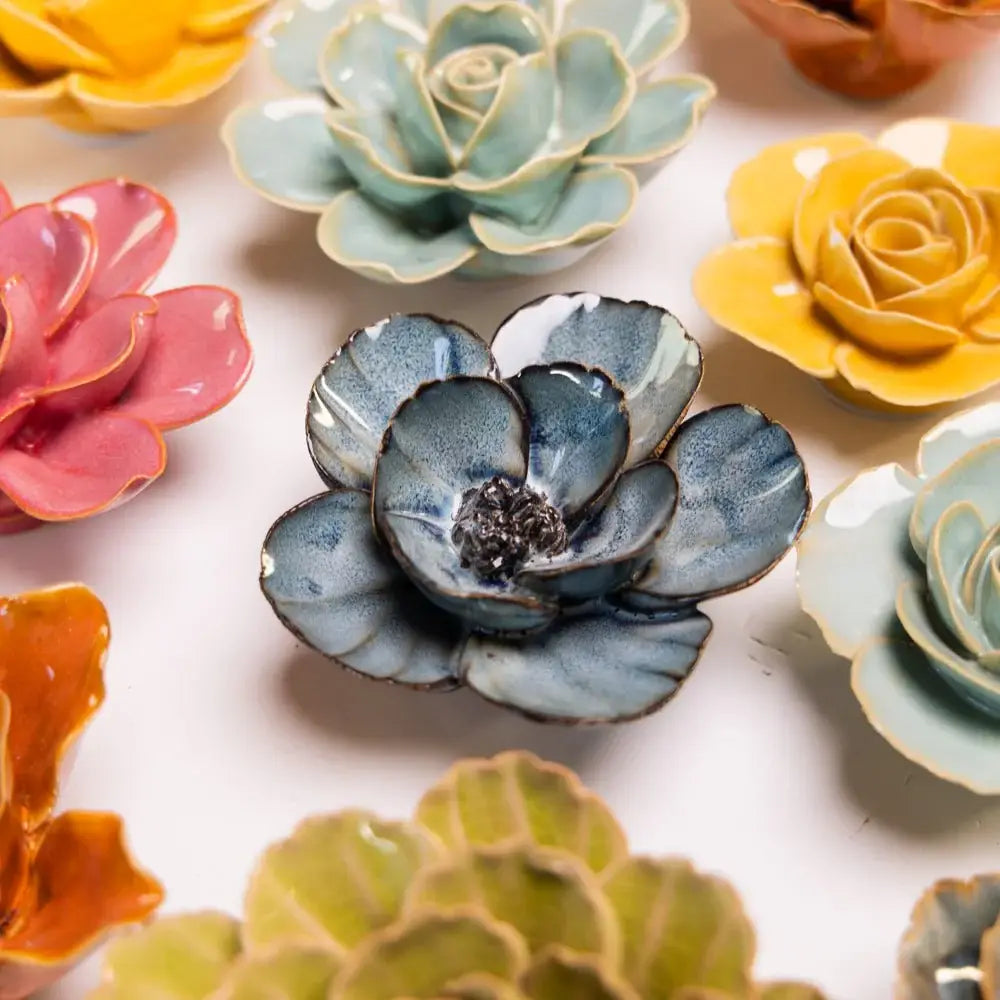 Pollinator-Friendly - Ceramic Poppy Tabletop Garden Art