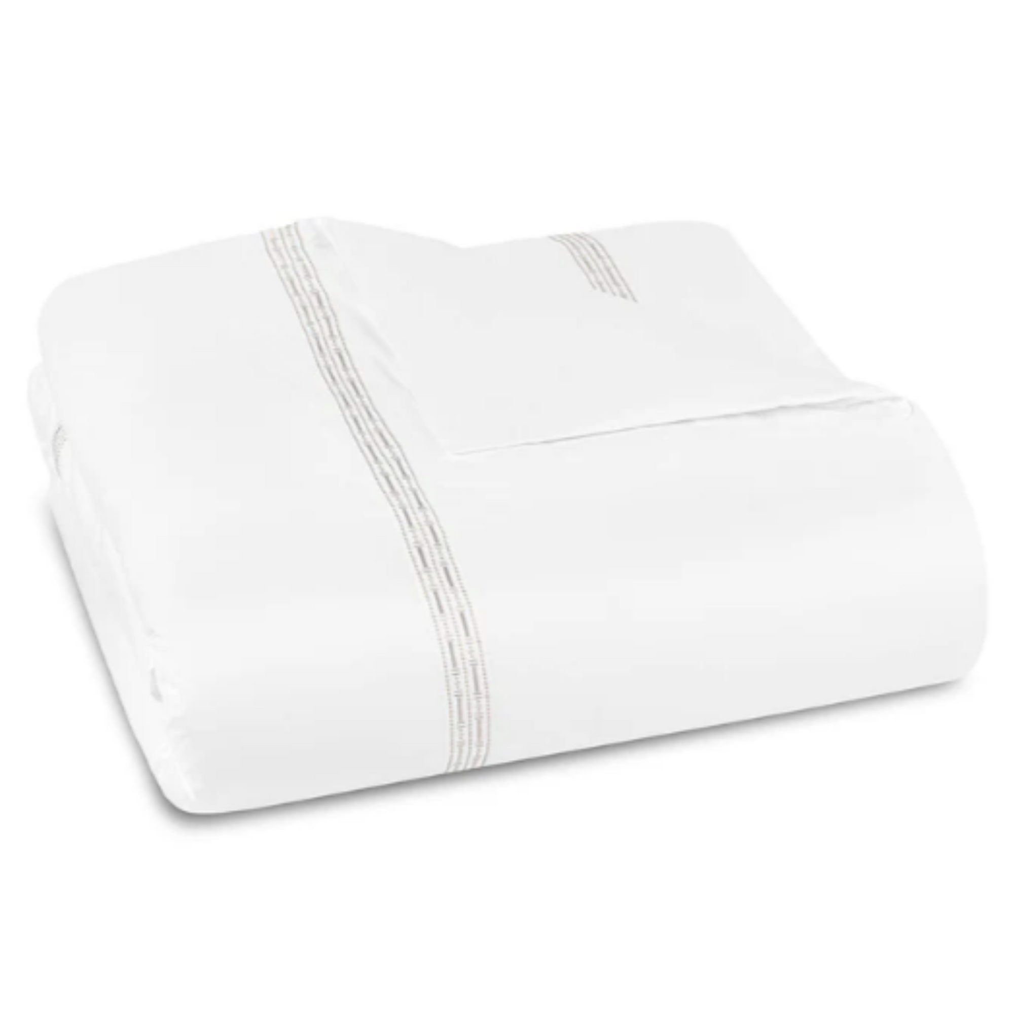 Folded white sheet with subtle texture on a white background