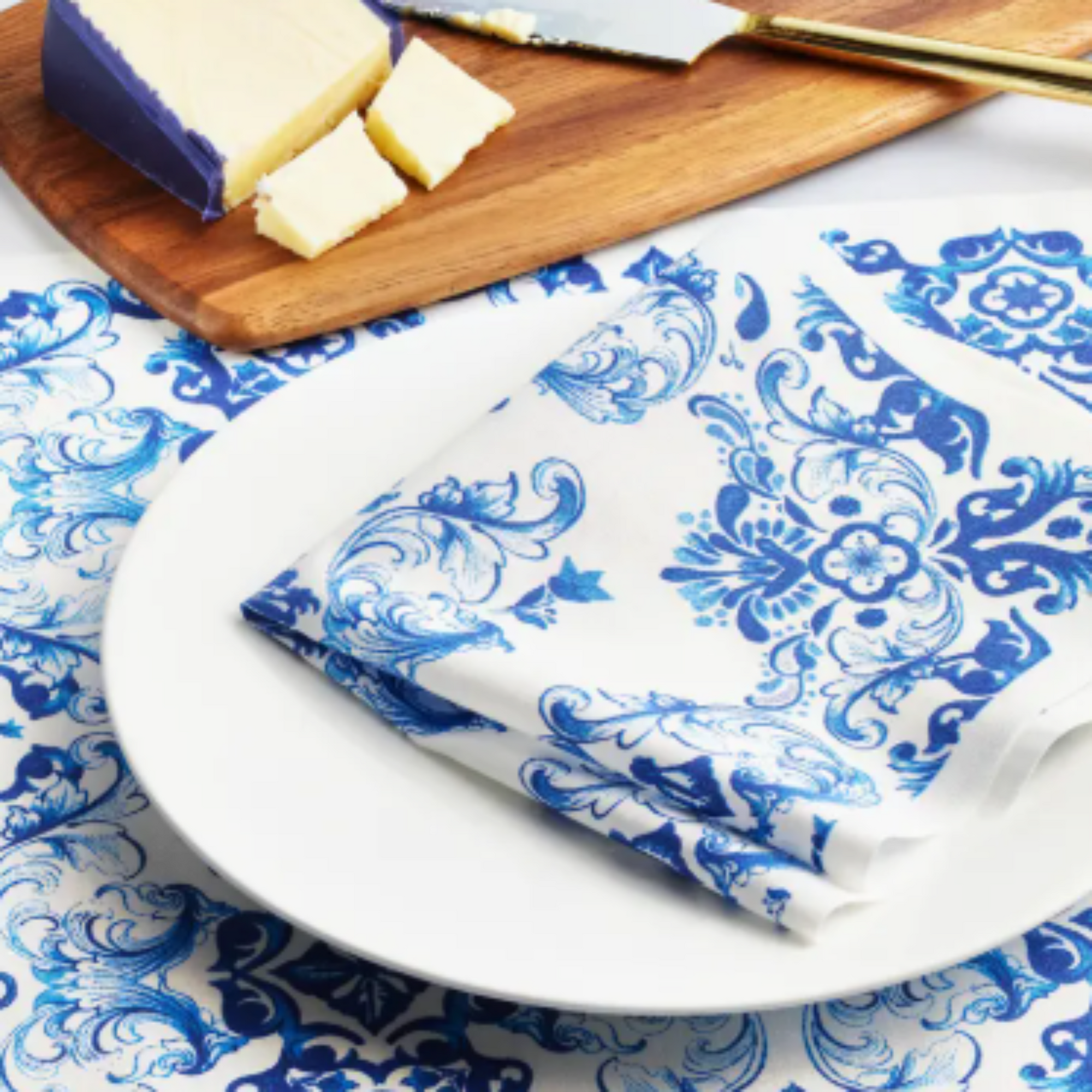 Ceci X MY DRAP Mediterranean Tile Cotton Dinner Napkins