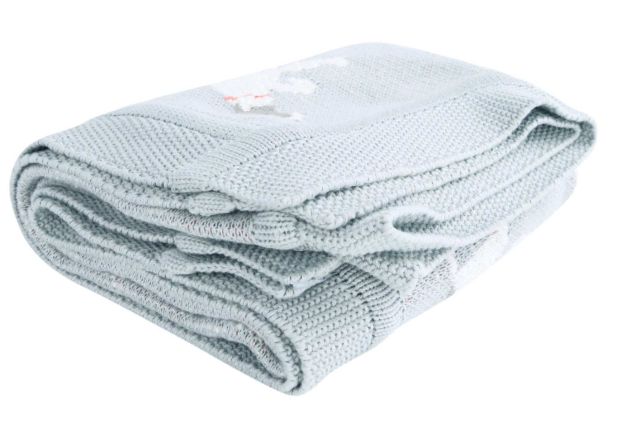 Cotton Knit Baby Blanket with Dog