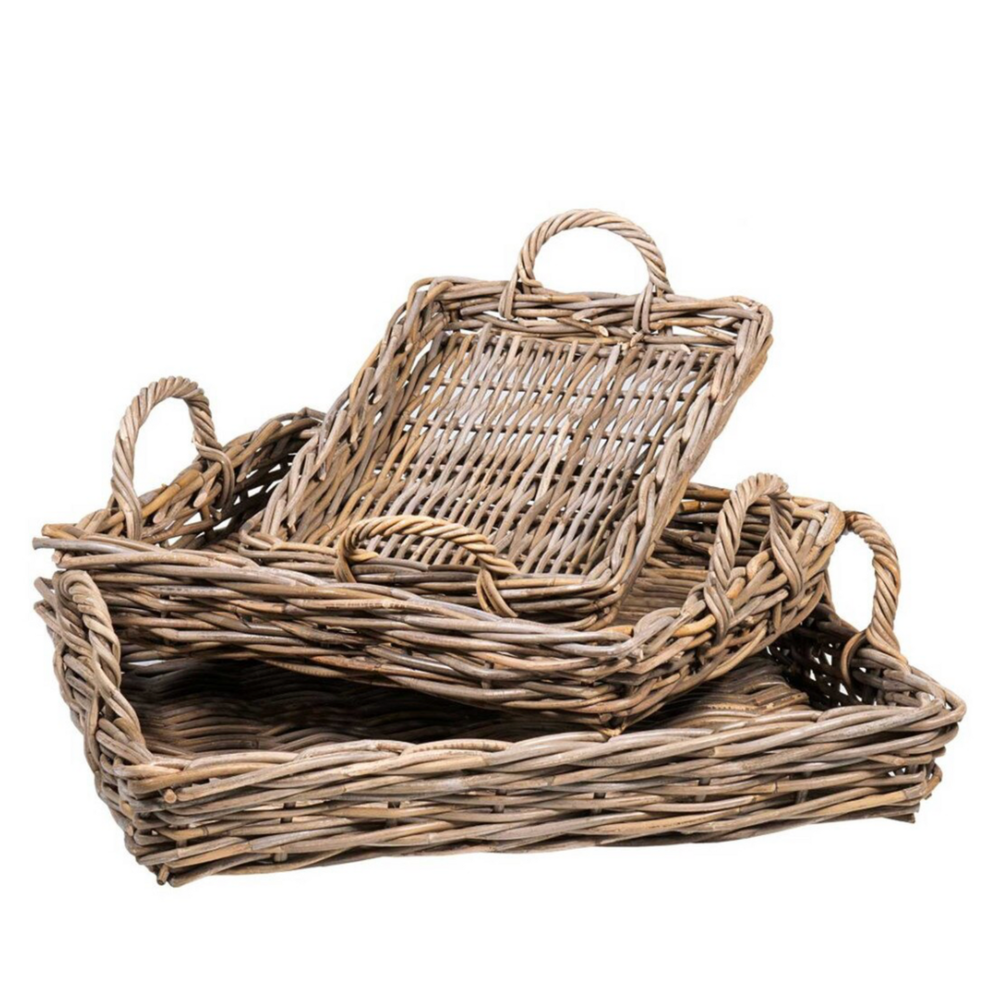 Mona Rectangular Rattan Tray Set