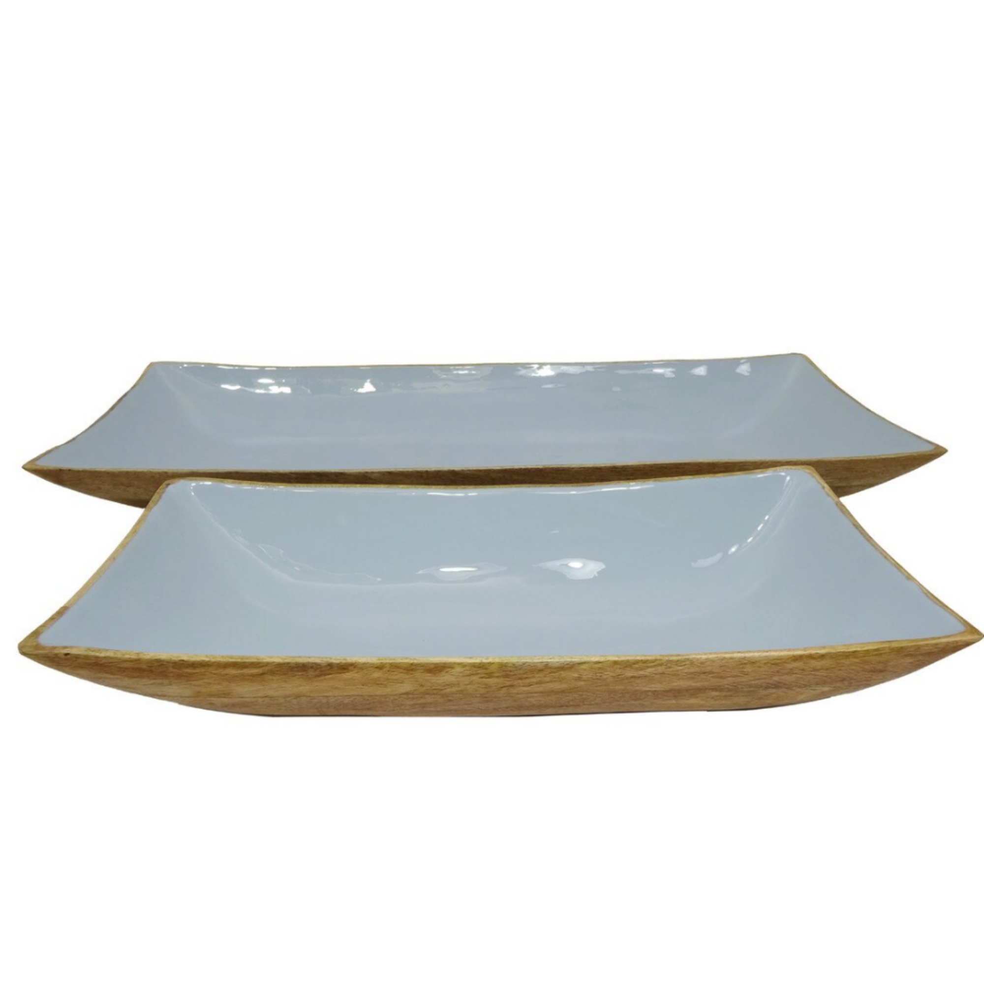Enamel and Mango wood Rectangular Trays