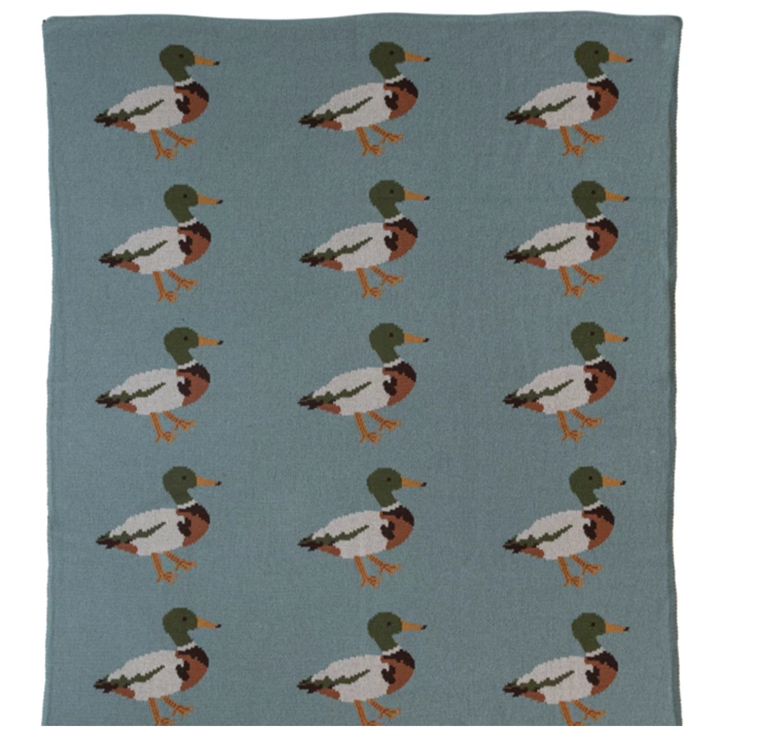 Cotton Knit Baby Blanket w/ Ducks
