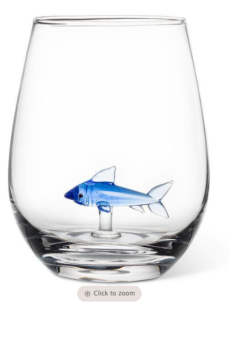 Shark Icon Stemless Wine Glass