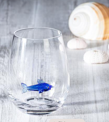 Shark Icon Stemless Wine Glass