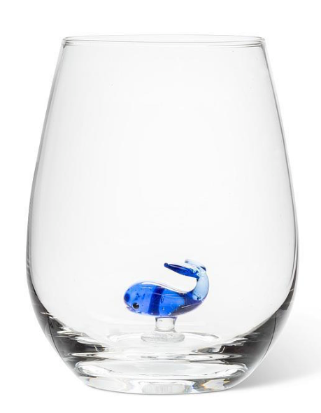 Whale Icon Stemless Wine Glass