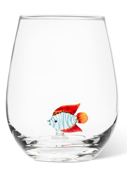 Fish Icon Stemless Wine Glass
