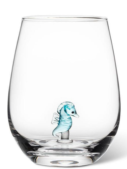 Seahorse Icon Stemless Wine Glass