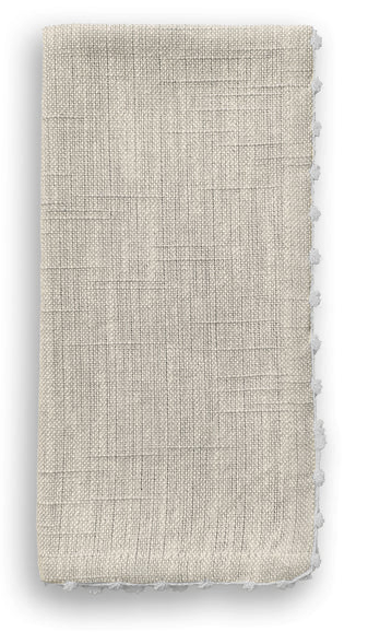 Knotted Edge Natural Cotton Napkin with White Trim / Set of 4