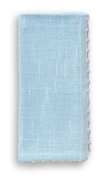 Knotted Edge Light Blue Cotton Napkin with White Trim / Set of 4