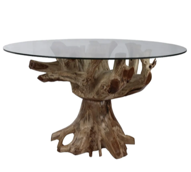 Teak Dining Table with Glass Top
