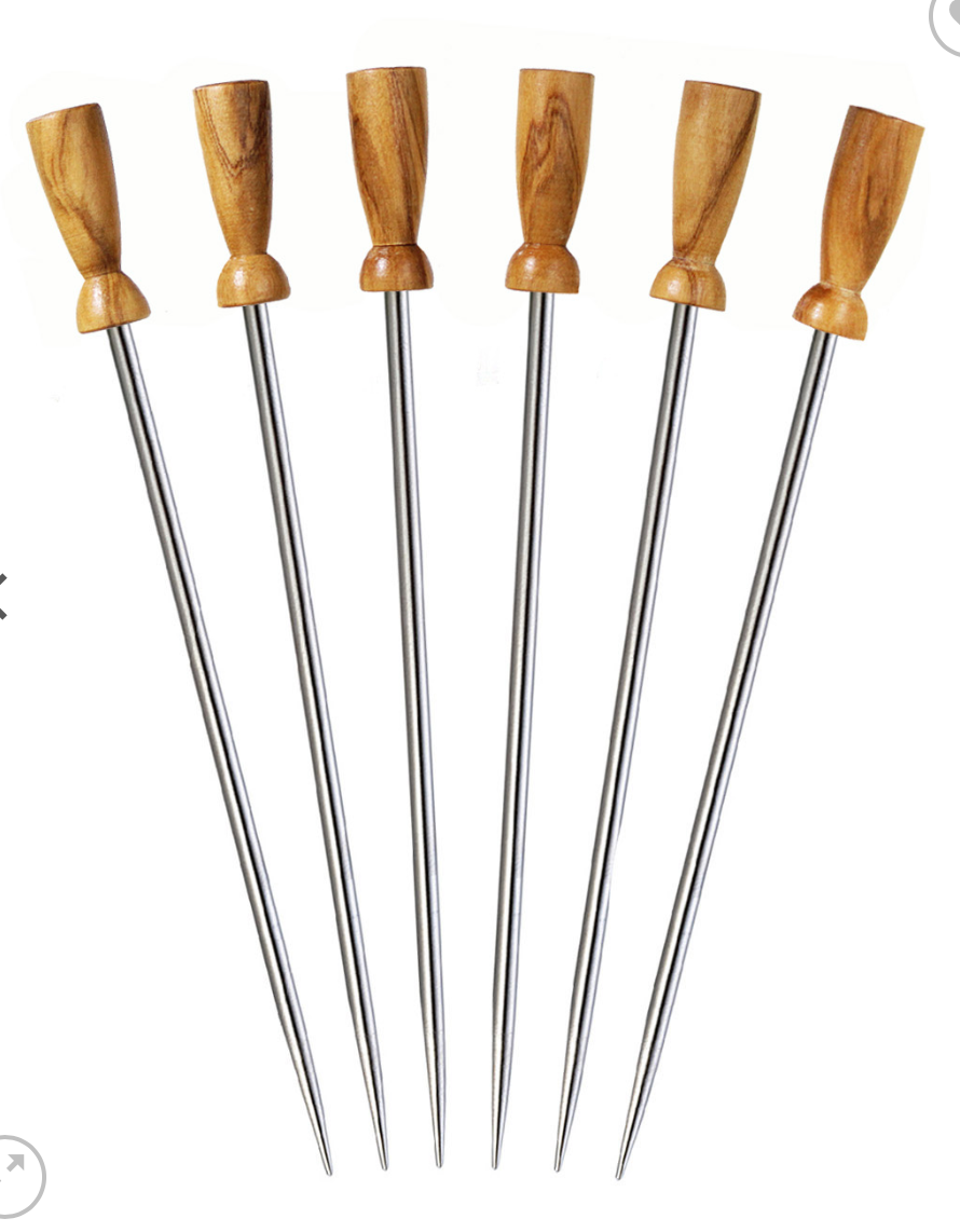 Olivewood Stainless Steel Cocktail Picks, Set/12