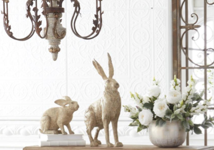Weathered Gold Speckled Resin Garden Rabbits