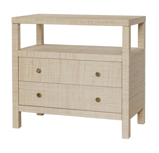 Palomo 2 Drawer Raffia Wrapped Night Stand with Shelf