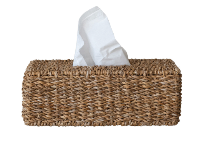 Hand-Woven Seagrass Tissue Box Cover, Natural