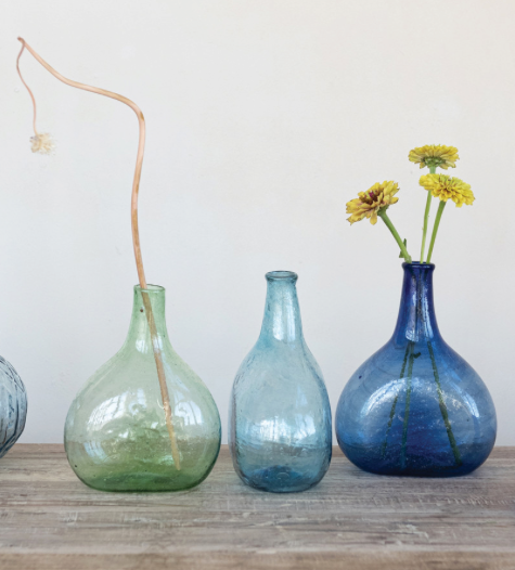 Hand-Blown Seeded Glass Vase