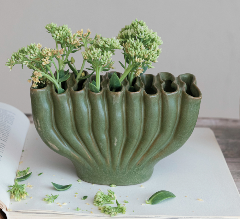 Stoneware Sculptural Vase w/9 sections