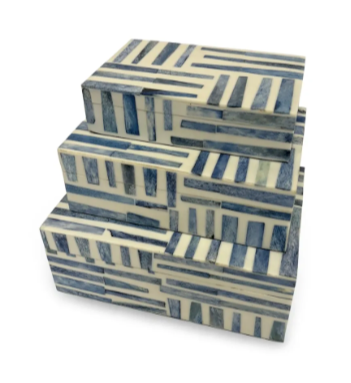Blue and White Opposing Stripe Box