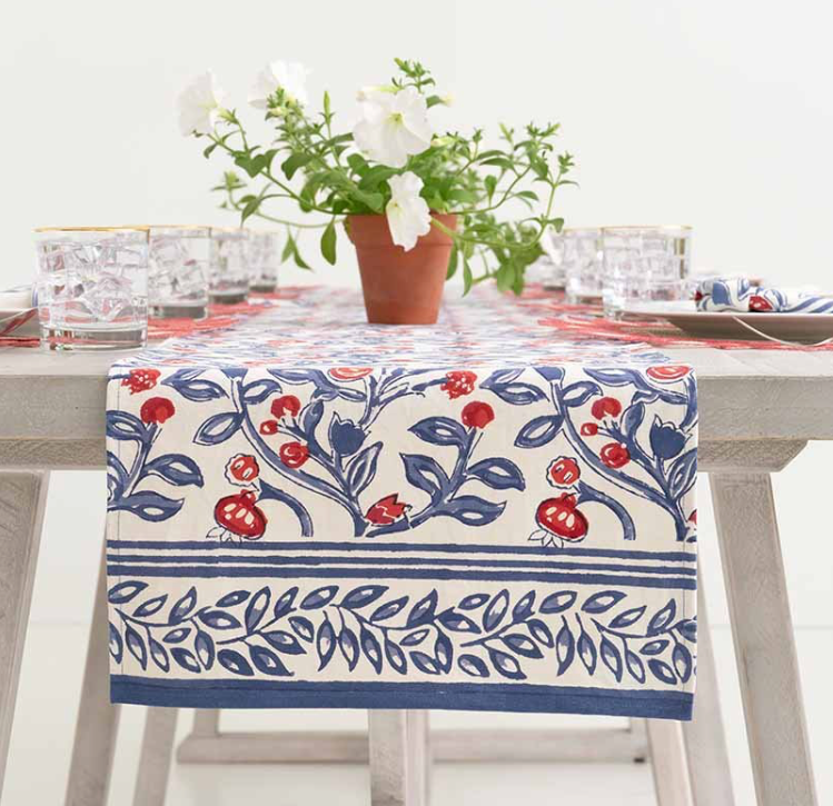 Emma Red &amp;amp;Blue Table Runner
